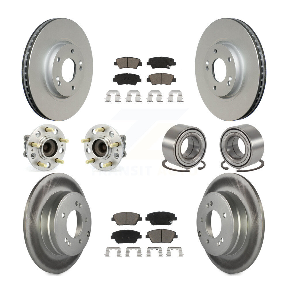 Hub Bearing Coated Brake Rotor Pads Front Rear Kit (10Pc) For Hyundai Sonata Kia