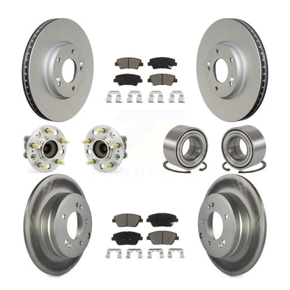 Hub Bearing Coated Brake Rotor Pads Front Rear Kit (10Pc) For Hyundai Sonata Kia