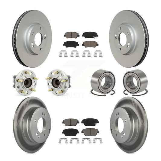 Hub Bearing Coated Brake Rotor Pads Front Rear Kit (10Pc) For Hyundai Sonata Kia