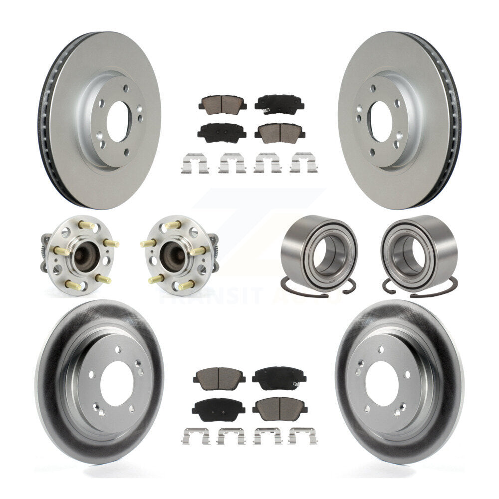 Hub Bearing Coat Brake Rotor Pad Front Rear Kit (10Pc) For 13-15 Kia Optima 2.4L