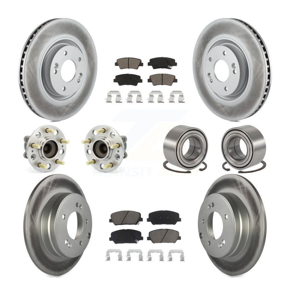 Hub Bearing Coated Brake Rotor And Pad Front Rear Kit (10Pc) For Kia Optima 2.0L