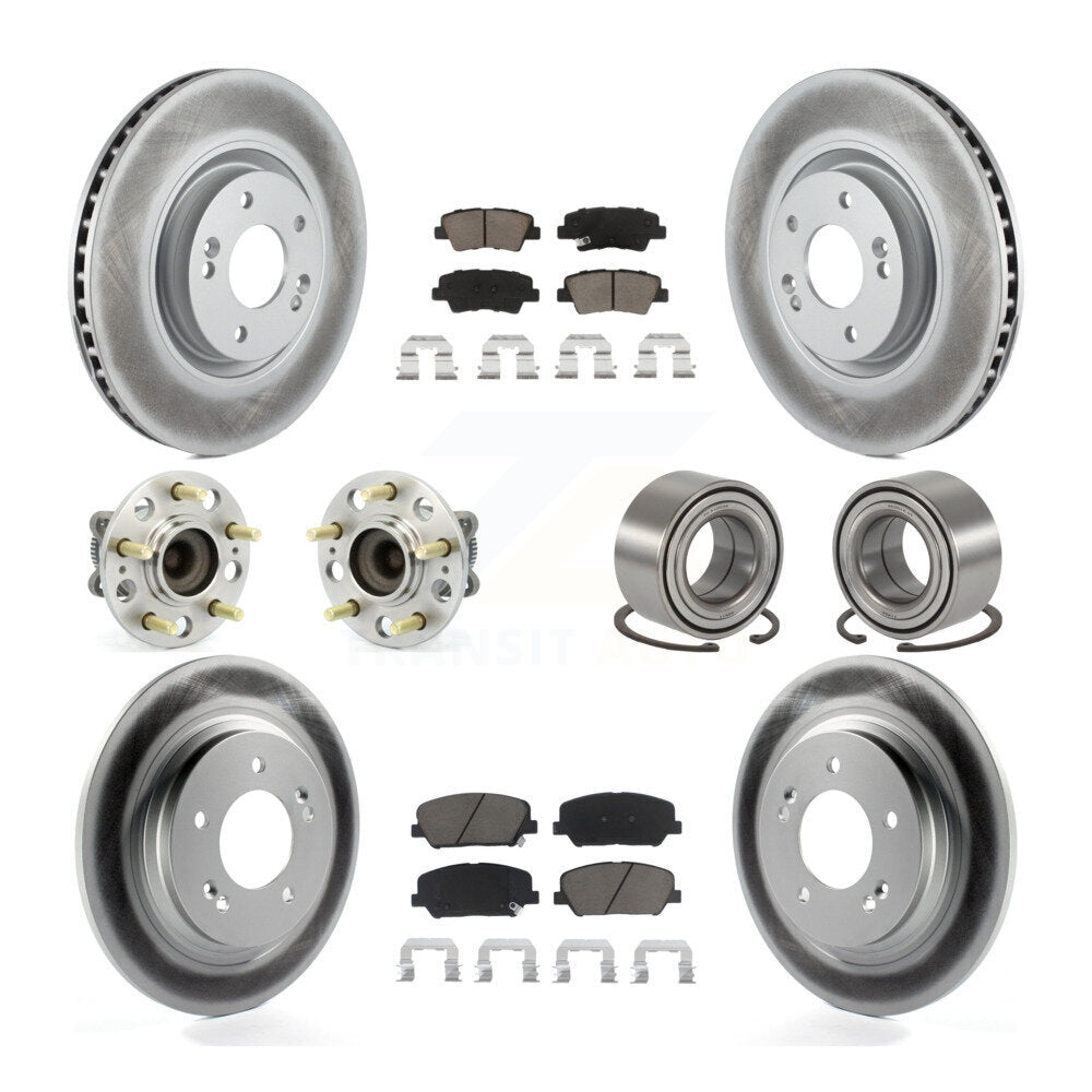 Hub Bearing Coat Brake Rotor Pad Front Rear Kit (10Pc) For 13-15 Kia Optima 2.0L