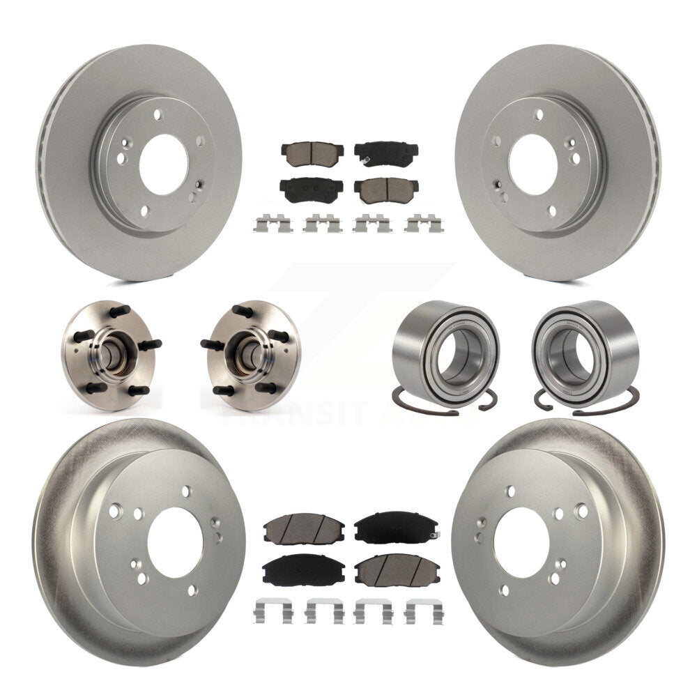 Hub Bearing Coated Brake Rotor & Pads Front Rear Kit (10Pc) For Hyundai Santa Fe
