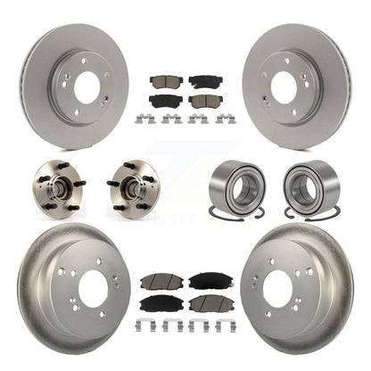 Hub Bearing Coated Brake Rotor & Pads Front Rear Kit (10Pc) For Hyundai Santa Fe
