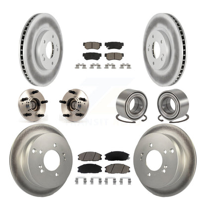 Hub Bearing Coated Brake Rotor & Pads Front Rear Kit (10Pc) For Hyundai Santa Fe
