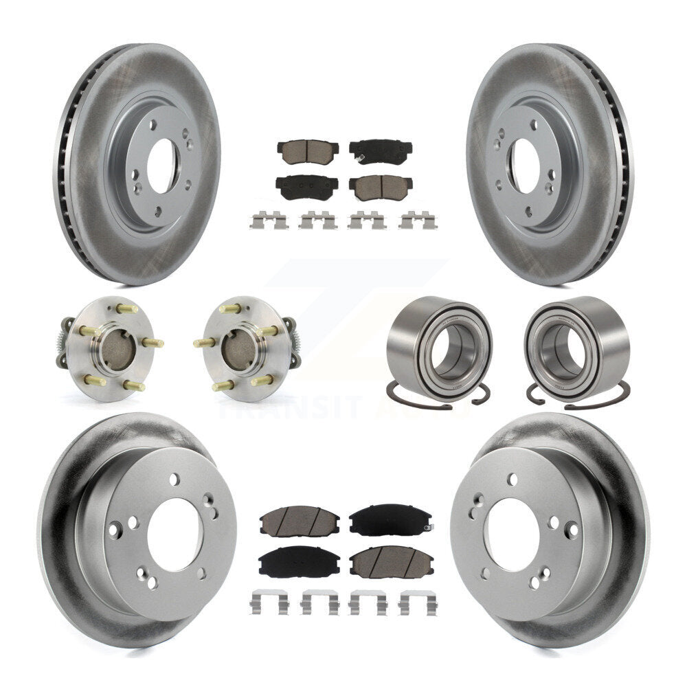 Hub Bearing Coated Disc Brake Rotor Pads Front Rear Kit (10Pc) For Hyundai XG350