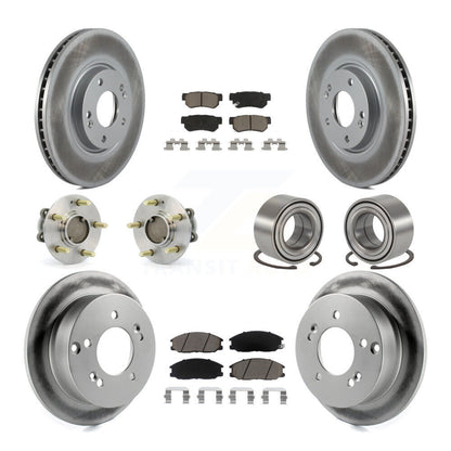 Hub Bearing Coated Disc Brake Rotor Pads Front Rear Kit (10Pc) For Hyundai XG350