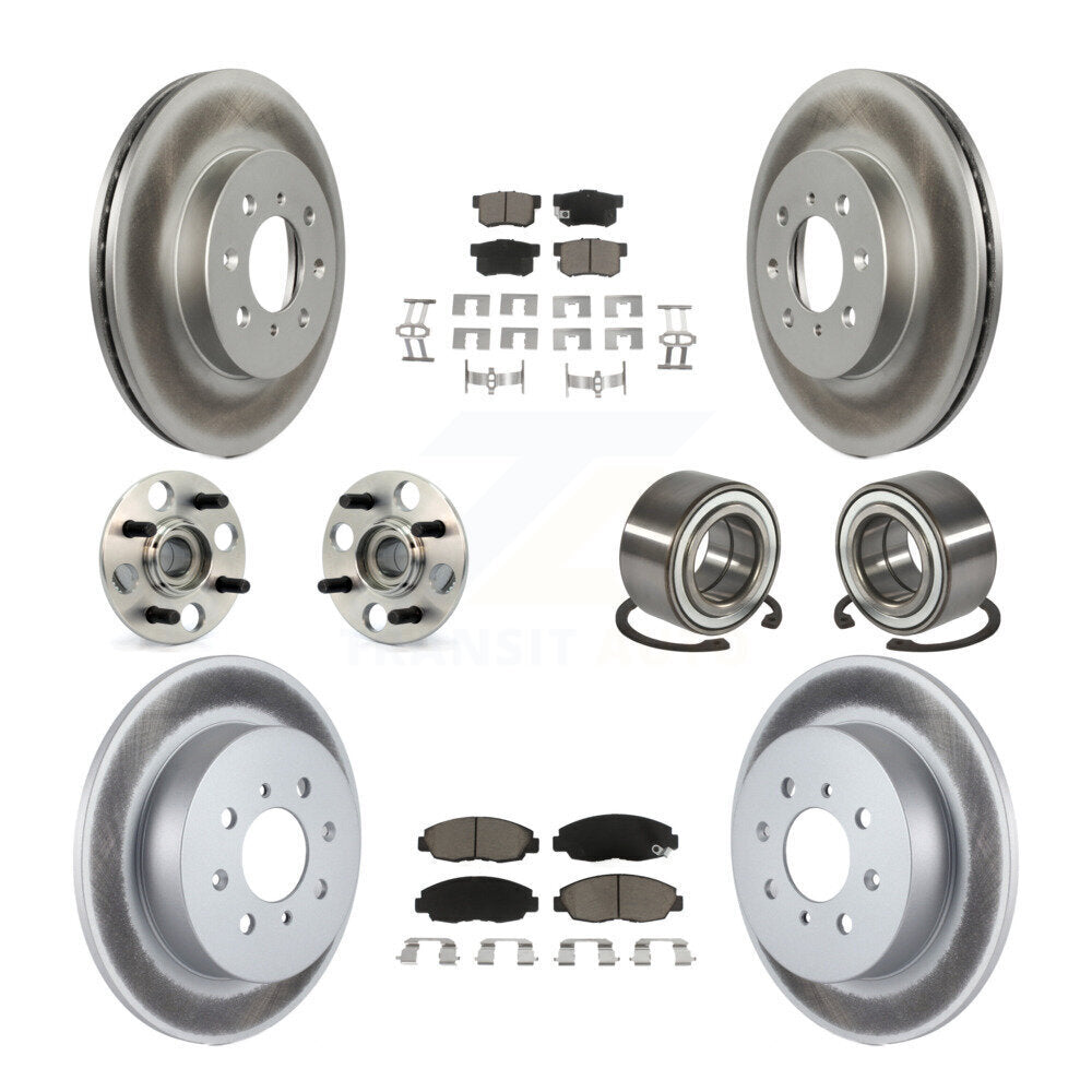 Hub Bearing Coated Brake Rotor Pads Front Rear Kit (10Pc) For 2001-2005 Acura EL