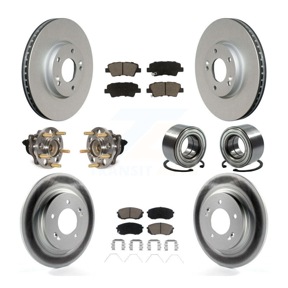 Hub Bearing Coat Brake Rotor Pad Front Rear Kit (10Pc) For 2017-2019 Kia Soul EV