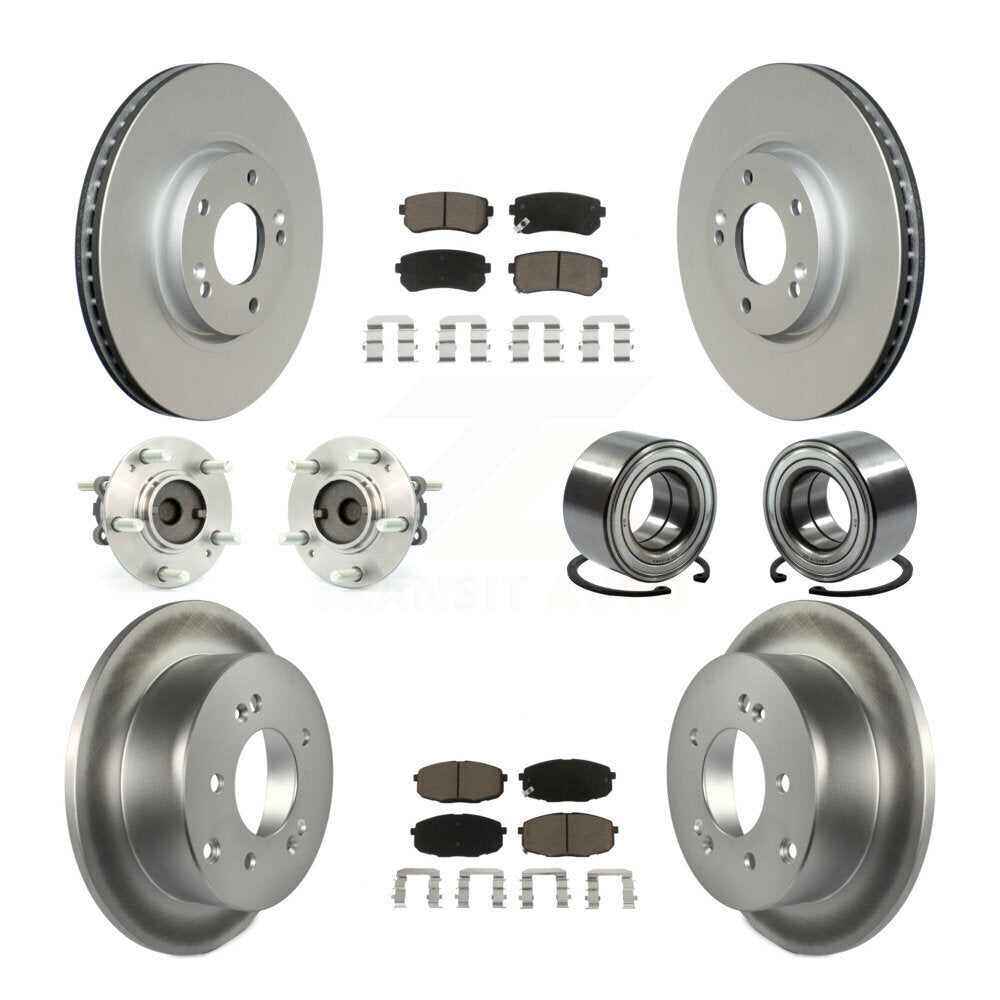 Hub Bearing Coat Brake Rotor Pad Front Rear Kit (10Pc) For Kia Forte Koup Forte5