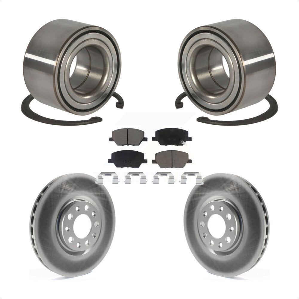 Wheel Bearing Coated Disc Brake Rotor And Pads Front Kit For 2016-2018 Fiat 500X