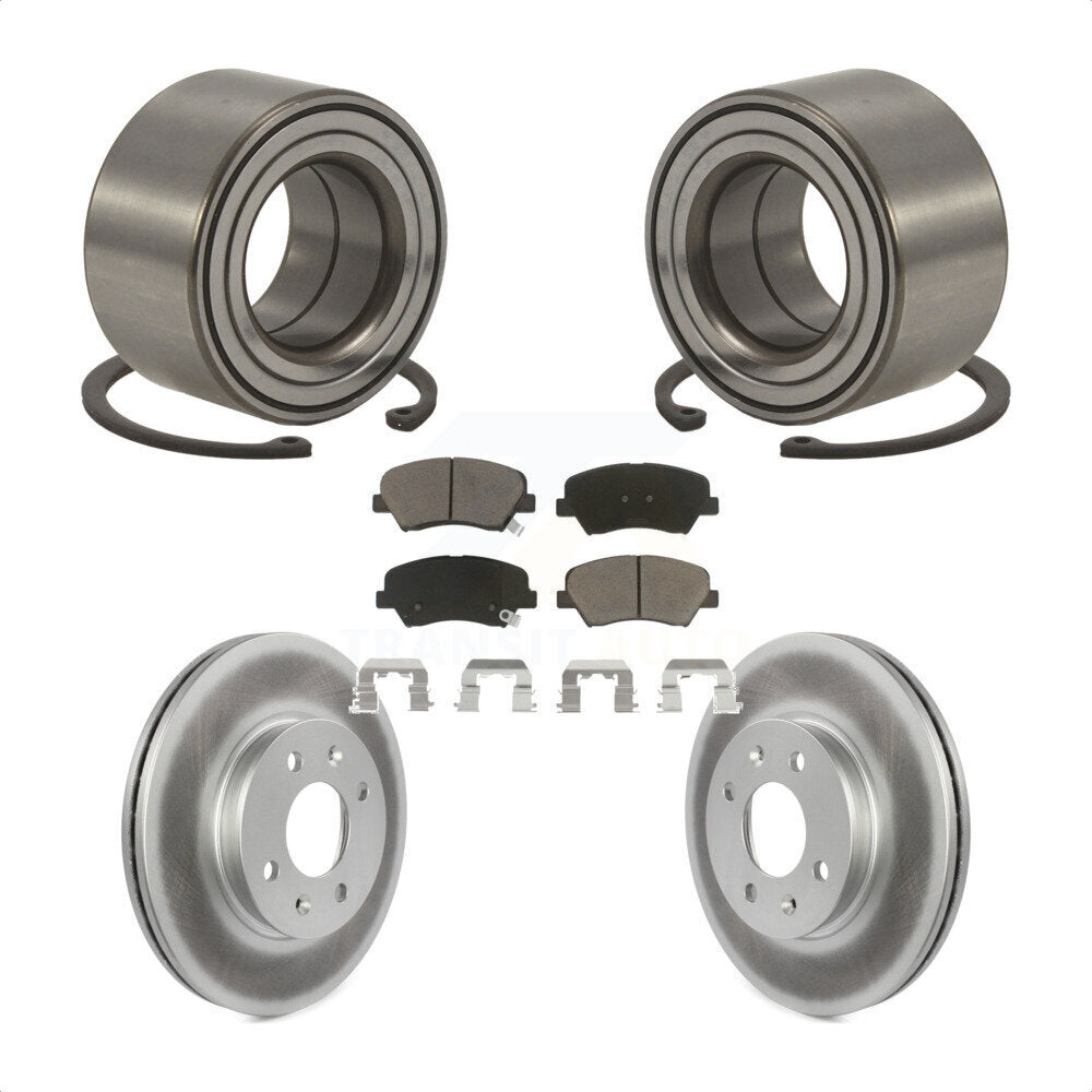 Wheel Bearing Coated Disc Brake Rotor Pad Front Kit For 2012-2017 Hyundai Accent