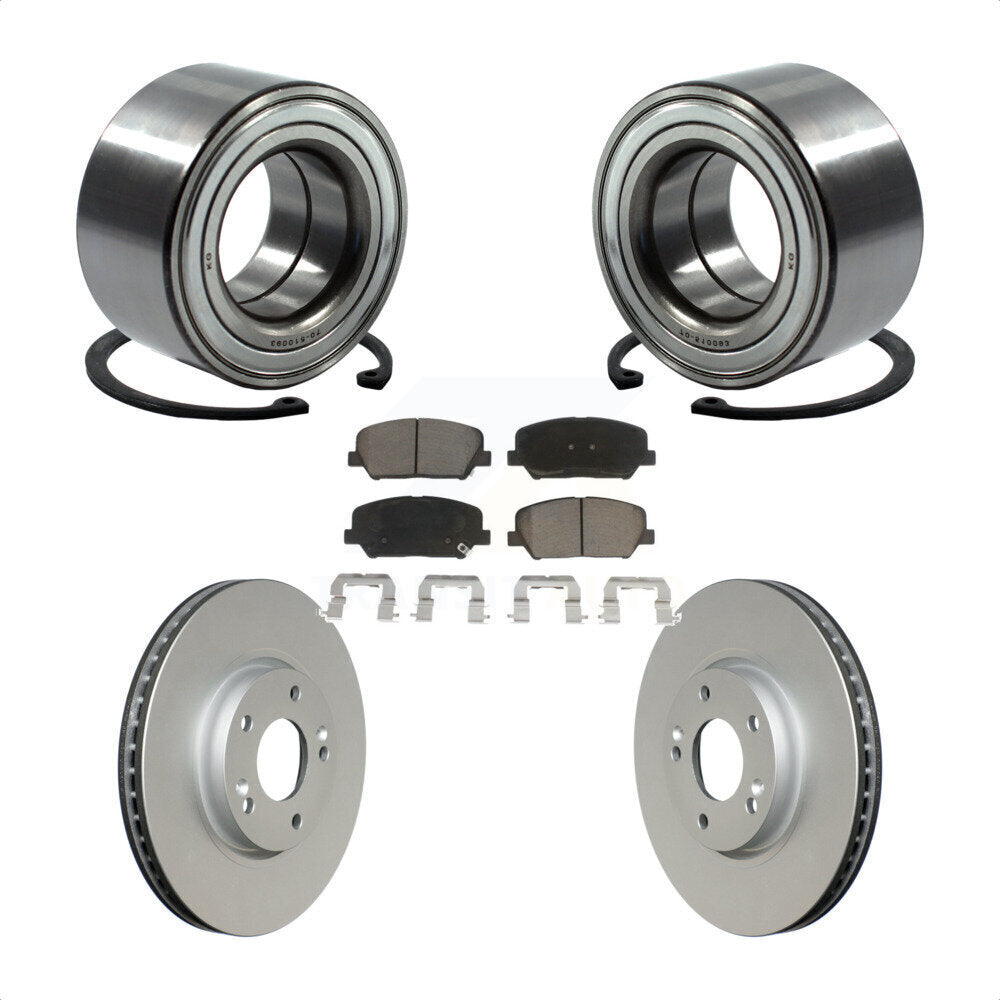 Wheel Bearing Coated Disc Brake Rotor & Pads Front Kit For Kia Forte Forte5 Koup