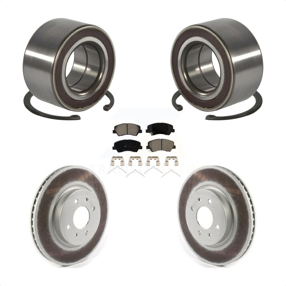Wheel Bearing Coated Disc Brake Rotor & Pad Front Kit For Kia Rio Hyundai Accent