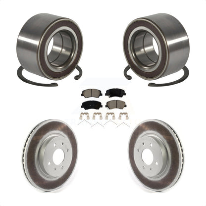 Wheel Bearing Coated Disc Brake Rotor & Pad Front Kit For Kia Rio Hyundai Accent