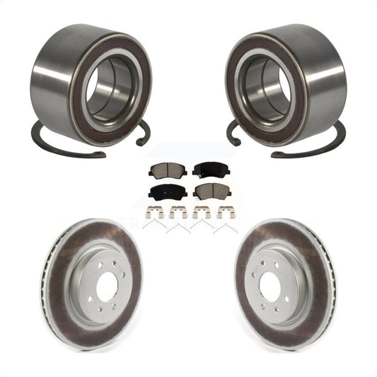 Wheel Bearing Coated Disc Brake Rotor & Pad Front Kit For Kia Rio Hyundai Accent