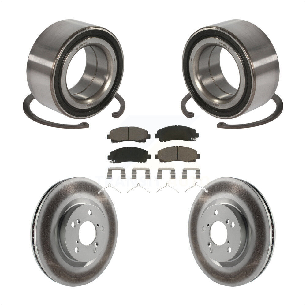 Wheel Bearing Coated Disc Brake Rotors And Pads Front Kit For 2009-2014 Acura TL