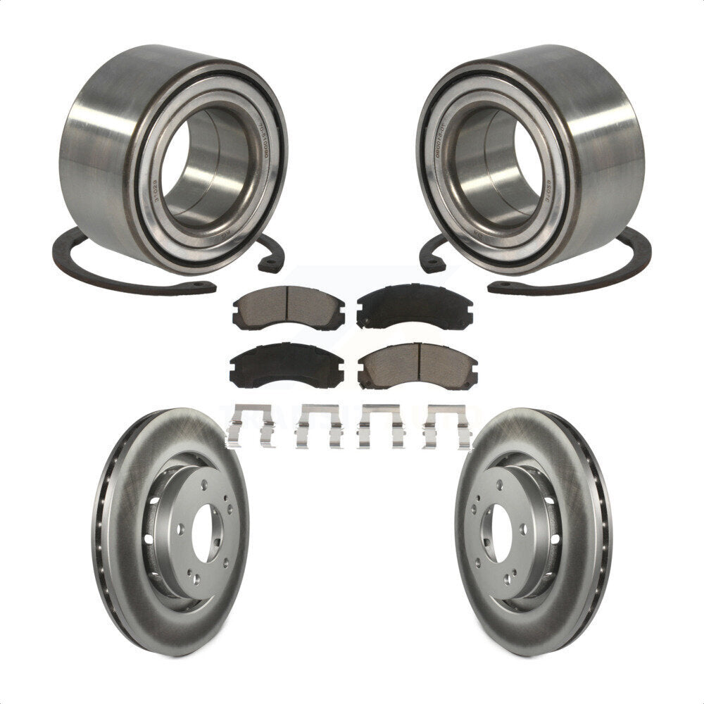Wheel Bearing Coated Brake Rotor And Pad Front Kit For Mitsubishi Outlander PHEV