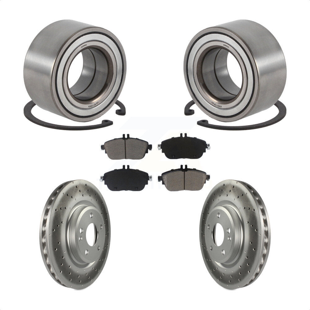 Wheel Bearing Coated Brake Rotor & Pad Front Kit For Mercedes-Benz GLA250 CLA250