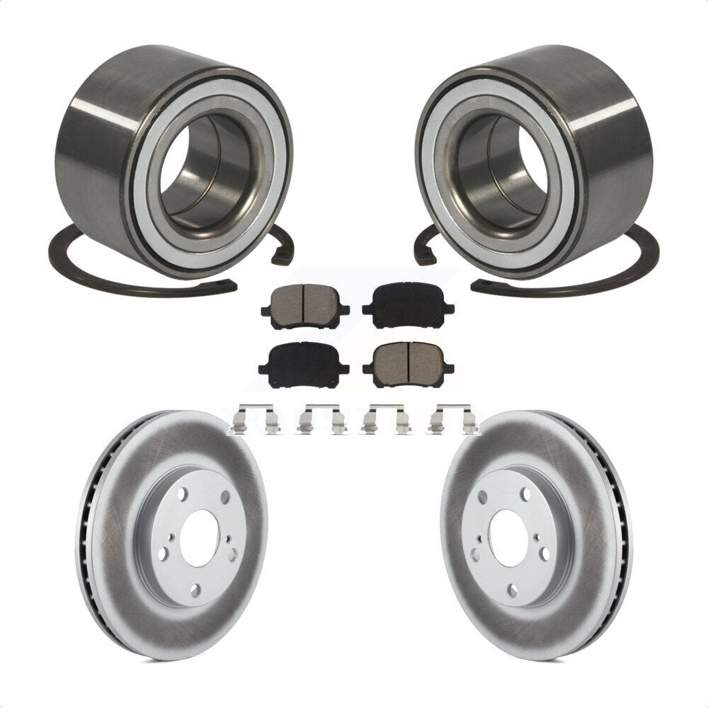 Wheel Bearing Coated Brake Rotor & Pads Front Kit For Toyota Camry Solara Avalon