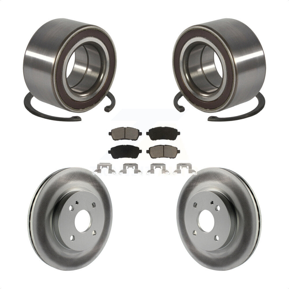 Wheel Bearing Coated Disc Brake Rotors And Pads Front Kit For 2011-2014 Mazda 2