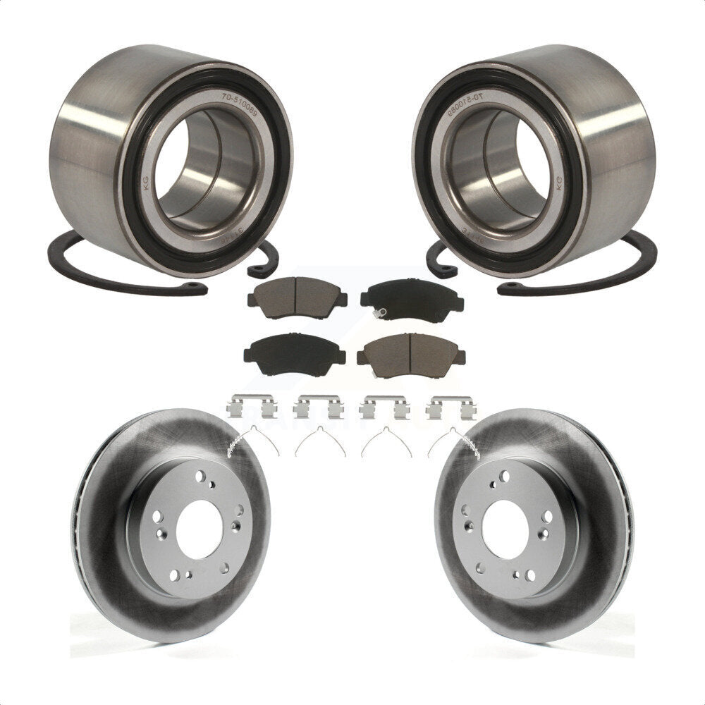 Wheel Bearing Coated Disc Brake Rotor & Pads Front Kit For Honda Civic Acura ILX