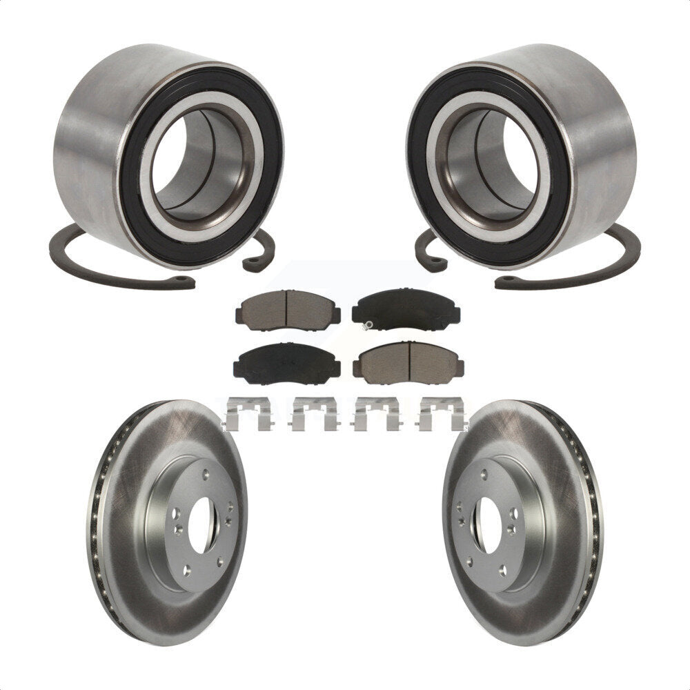 Wheel Bearing Coated Disc Brake Rotor & Pad Front Kit For Honda Accord Acura CSX