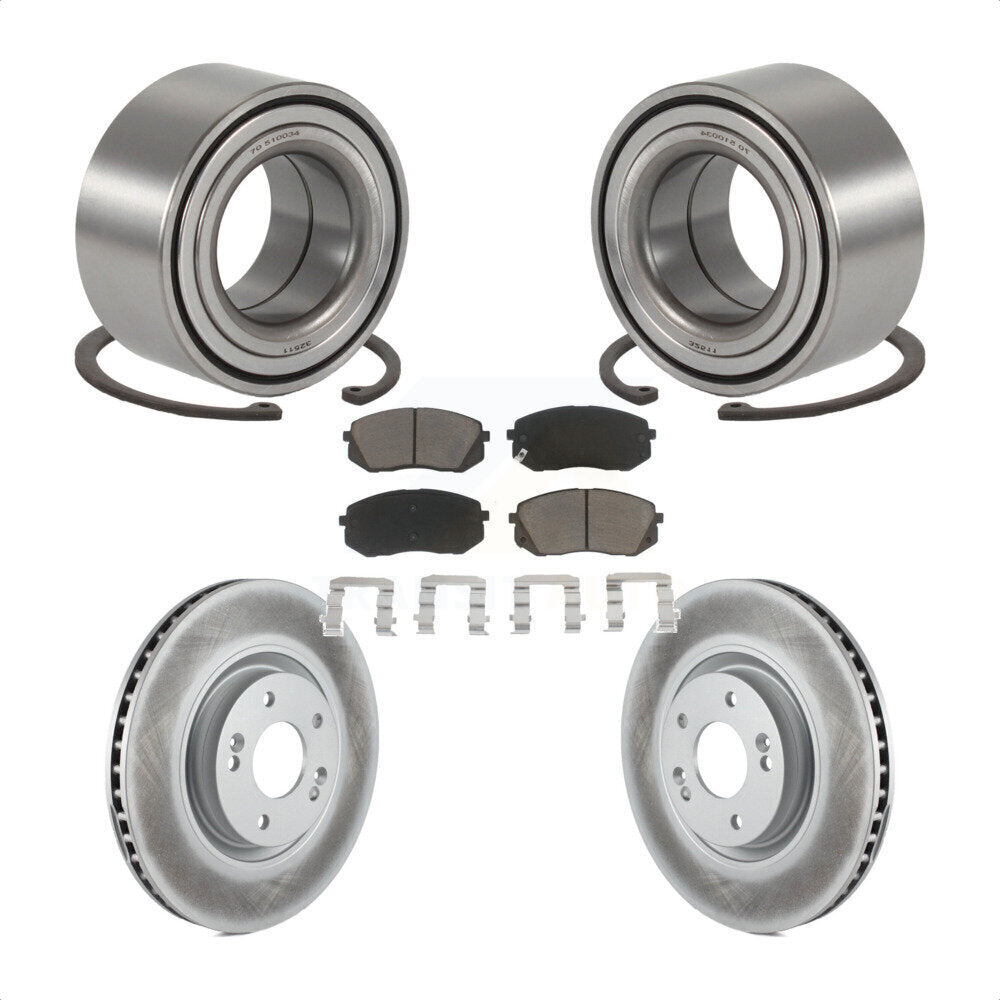 Wheel Bearing Coated Brake Rotor & Pads Front Kit For Hyundai Tucson Kia Cadenza