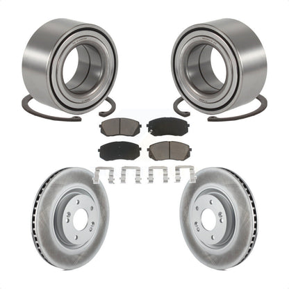 Wheel Bearing Coated Brake Rotor & Pads Front Kit For Hyundai Tucson Kia Cadenza