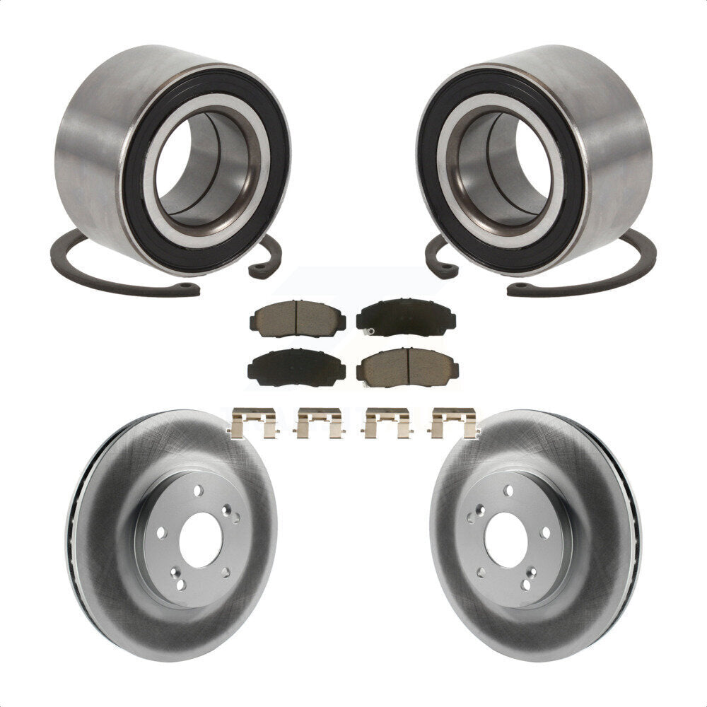 Wheel Bearing Coated Brake Rotor And Pad Front Kit For Honda Accord Acura TSX TL