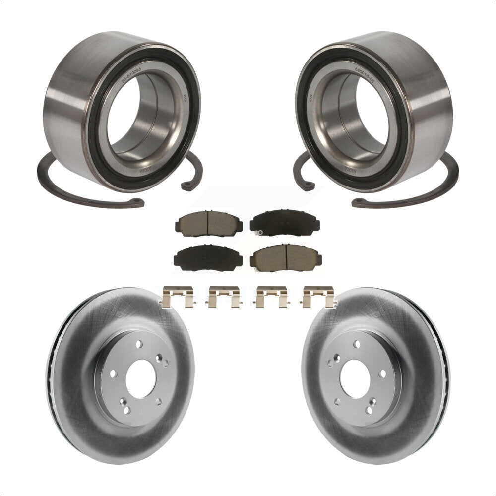 Wheel Bearing Coated Disc Brake Rotor & Pad Front Kit For Honda Accord Acura TSX