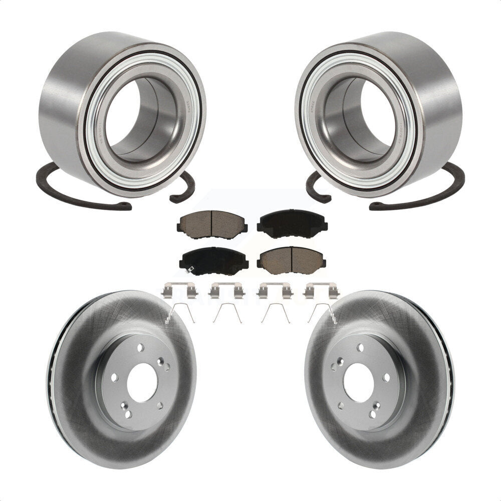 Wheel Bearing Coated Disc Brake Rotor & Pads Front Kit For 2003-2004 Honda Pilot