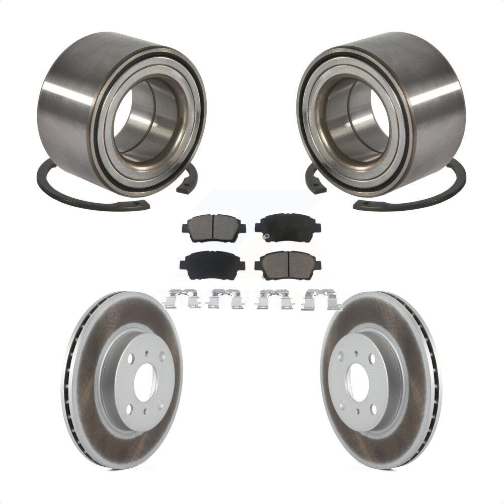 Wheel Bearing Coated Disc Brake Rotor & Pad Front Kit For 2001-2003 Toyota Prius