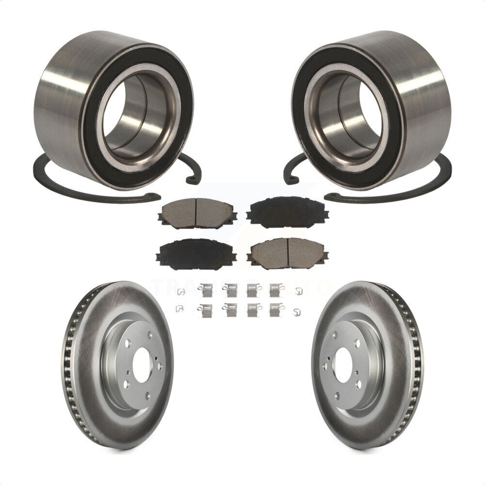 Wheel Bearing Coated Brake Rotor & Pads Front Kit For Toyota Matrix Pontiac Vibe
