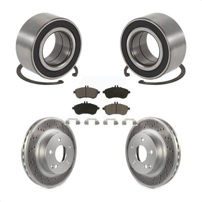 Wheel Bearing Coated Disc Brake Rotor & Pad Front Kit For Mercedes-Benz C250 AWD
