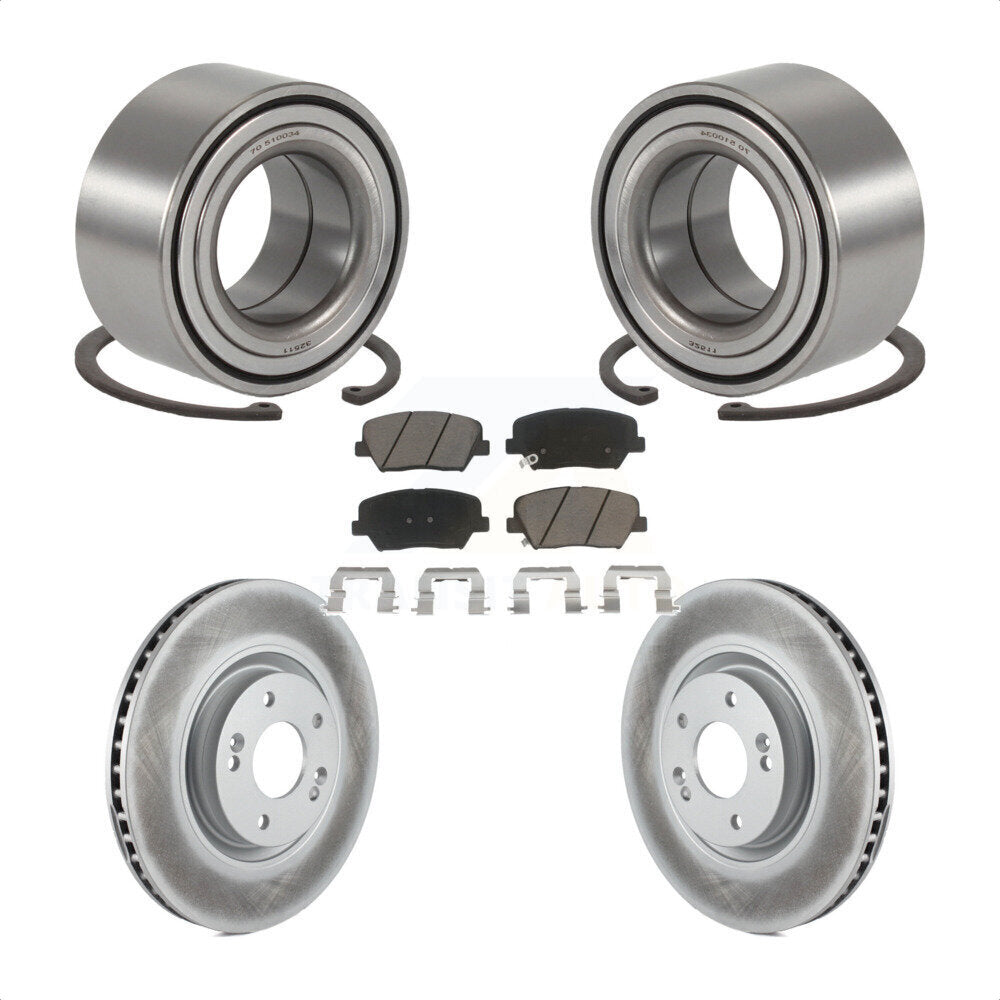 Wheel Bearing Coated Disc Brake Rotor Pads Front Kit For 2012-2017 Hyundai Azera