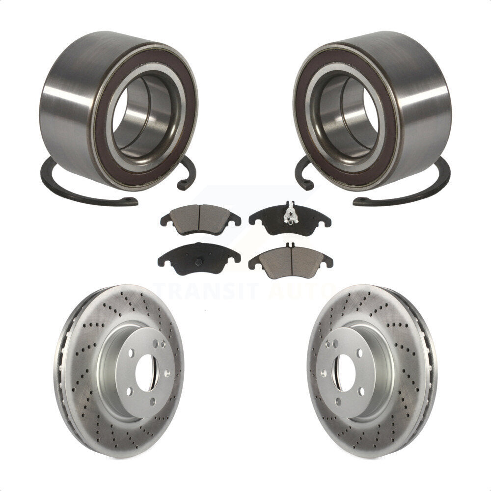 Wheel Bearing Coated Brake Rotor Pads Front Kit For Mercedes-Benz C300 E350 C350