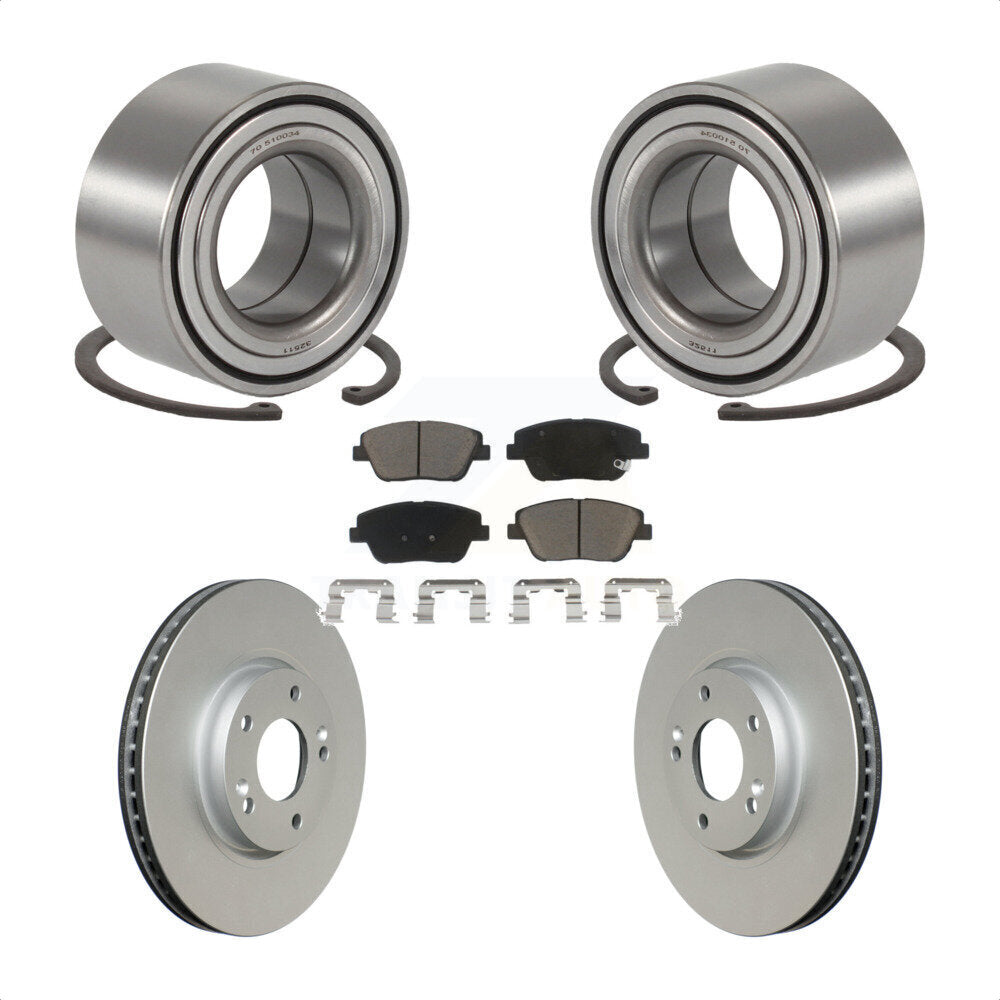 Wheel Bearing Coated Brake Rotor And Pad Front Kit For Hyundai Sonata Kia Optima
