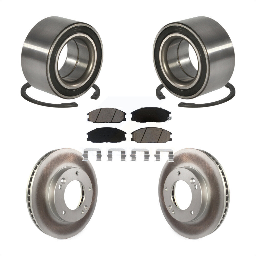 Wheel Bearing Coated Disc Brake Rotor & Pads Front Kit For 2003-2006 Kia Sorento