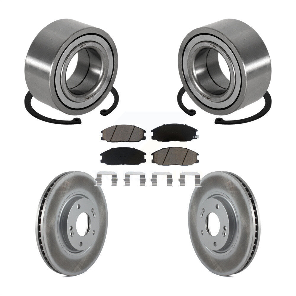 Wheel Bearing Coated Disc Brake Rotor And Pad Front Kit For 2004-2006 Kia Amanti