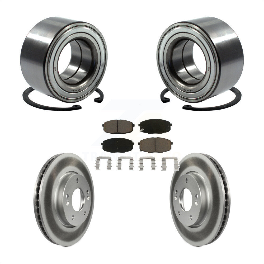 Wheel Bearing Coated Disc Brake Rotor & Pads Front Kit For Kia Forte Koup Forte5
