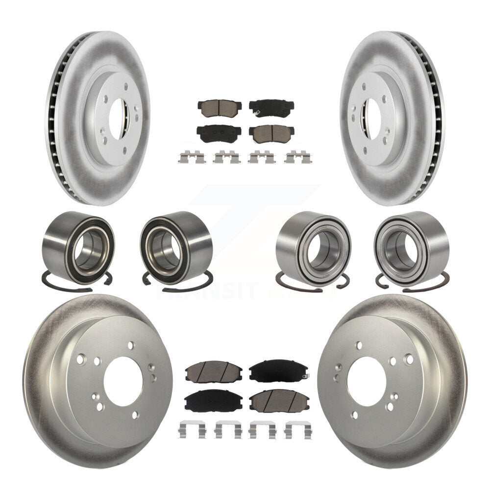 Bearing Coated Brake Rotor & Pads Front Rear Kit (10Pc) For Hyundai Santa Fe 4WD