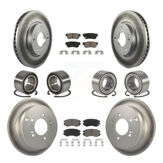 Bearing Coated Disc Brake Rotor Pad Front Rear Kit (10Pc) For Hyundai Tucson Kia
