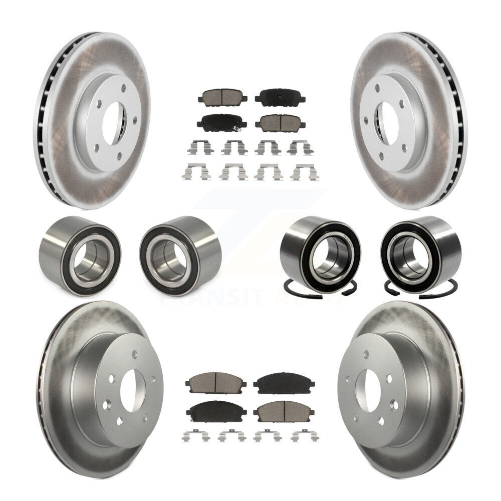 Bearing Coated Disc Brake Rotor And Pad Front Rear Kit (10Pc) For Nissan X-Trail