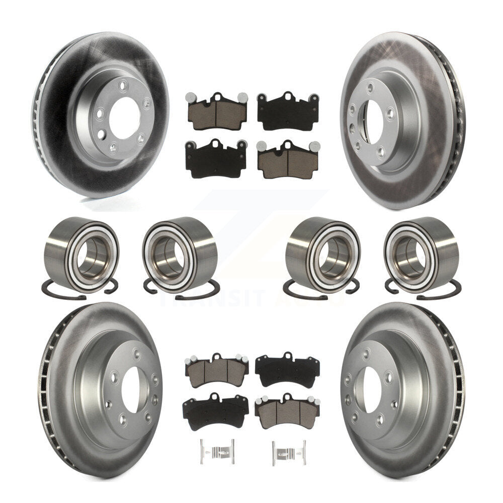 Bearing Coated Disc Brake Rotor Pad Front Rear Kit (10Pc) For Audi Q7 Volkswagen