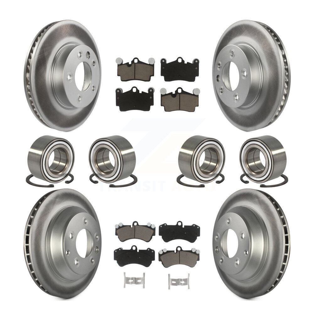 Bearing Coated Disc Brake Rotor Pad Front Rear Kit (10Pc) For Volkswagen Touareg