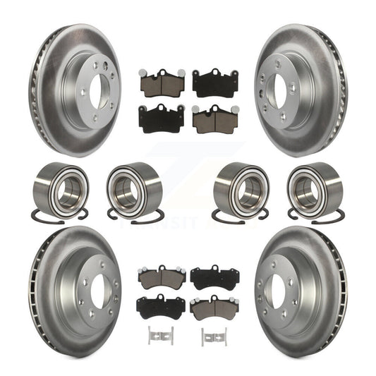 Bearing Coated Disc Brake Rotor Pad Front Rear Kit (10Pc) For Volkswagen Touareg