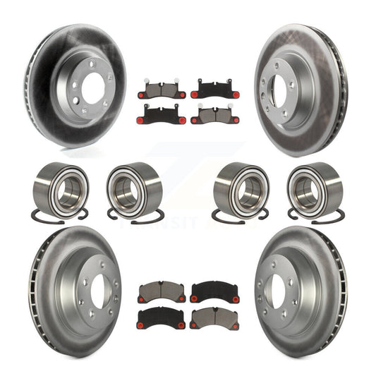 Bearing Coated Brake Rotor & Pads Front Rear Kit (10Pc) For Porsche Cayenne Base