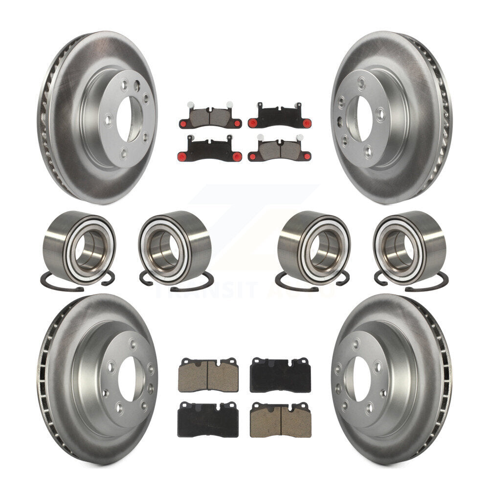 Bearing Coated Disc Brake Rotor Pad Front Rear Kit (10Pc) For Volkswagen Touareg