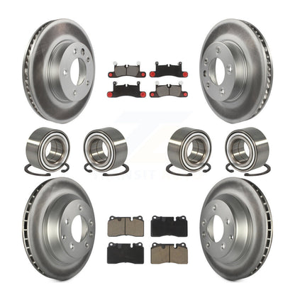 Bearing Coated Disc Brake Rotor Pad Front Rear Kit (10Pc) For Volkswagen Touareg